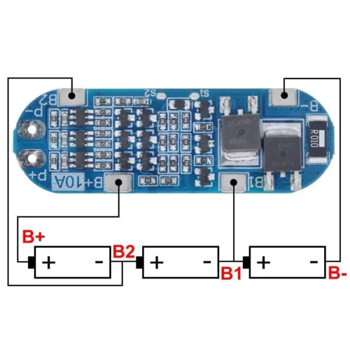 ماژول شارژ و کنترل شارژ/دشارژ باتری لیتیومی 3 سل 10 آمپر (BMS 3S 11.1V) - 3