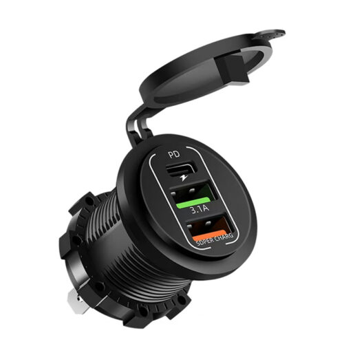 شارژر خودرویی پنلی 3پورت (دو USB یک TYPE C) مدل MT AAC