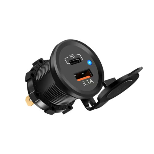 شارژر خودرویی پنلی دو پورت (یک پورت USB یک پورت TYPE C) مدل MT AC