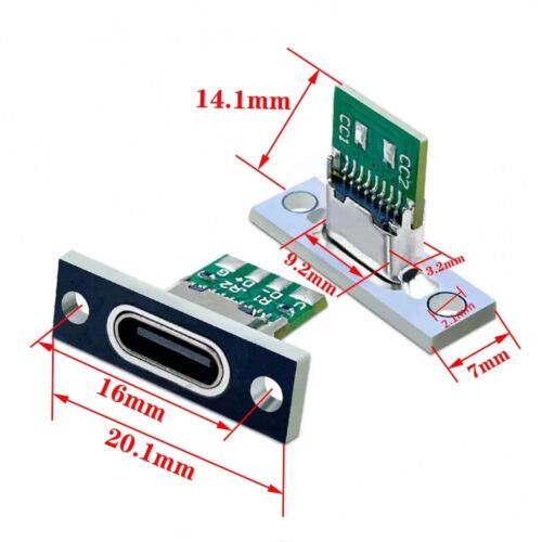 سوکت مادگی 886 Type-C رو پنلی فلزی 4 پین - 3