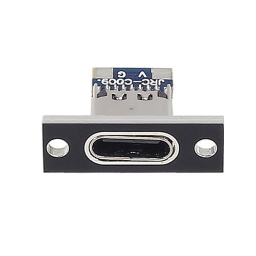 سوکت مادگی USB Type-C رو پنلی فلزی 2 پین مشکی - 2