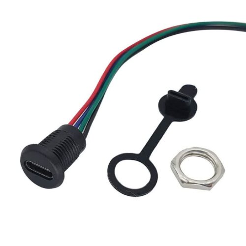 کانکتور مادگی Type-c پنلی سیم دار 5 پین پیچی ضد آب - 3
