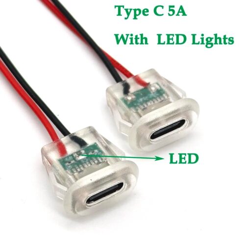 کانکتور مادگی Type-c سیم دار فشاری(بیضی) چراغ دار - 2