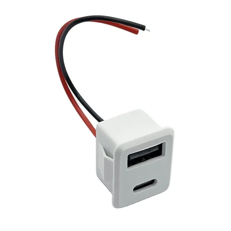 کانکتور مادگی پنلی دو پورت USB-A و TYPE-C سیم دار