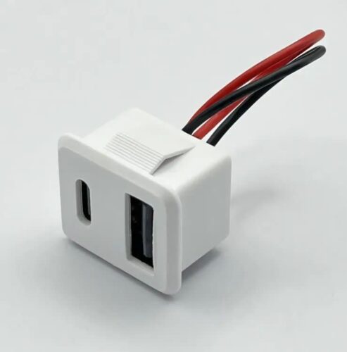 کانکتور مادگی پنلی دو پورت USB-A و TYPE-C سیم دار - 3