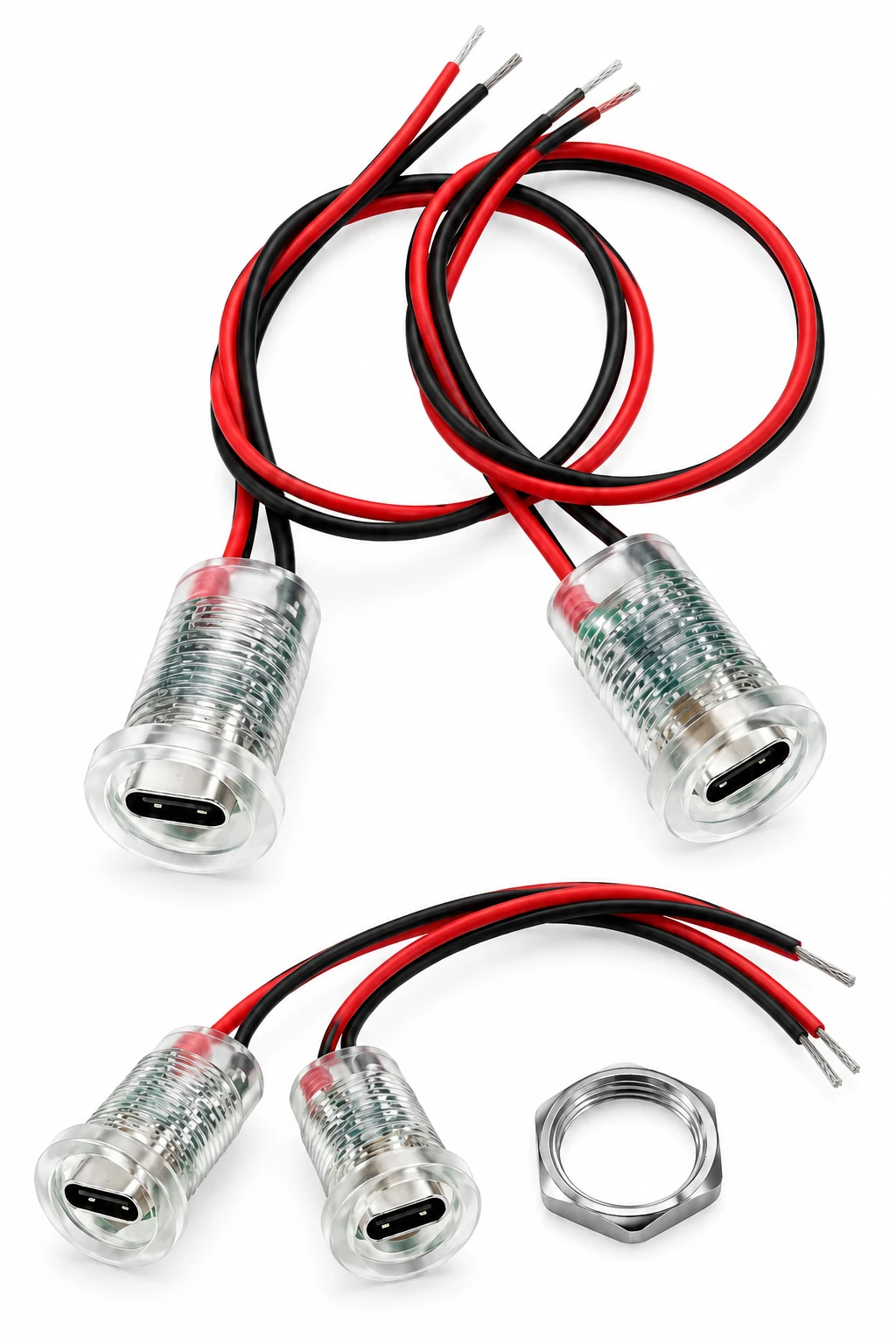 کانکتور مادگی Type-C شارژر دار شفاف( مهره و درپوش دار) - Image 3