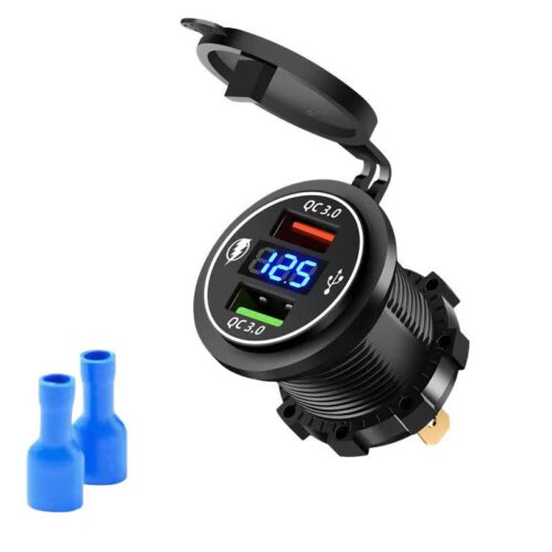 شارژر خودرویی پنلی 2پورت دارای نمایشگر ولتاژ(ابی رنگ) MT-2UQC - 2