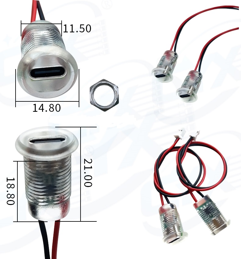 کانکتور مادگی Type-C شارژر دار شفاف( مهره و درپوش دار) - Image 2